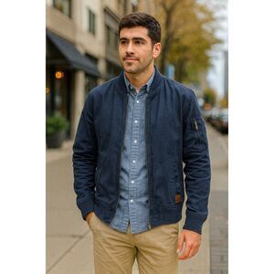 Lucky Brand Navy Cotton Bomber Jacket Men’s M NWT Smart Casual Workwear Winter
